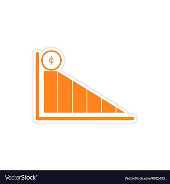 Stylish sticker on paper chart and coins vector image