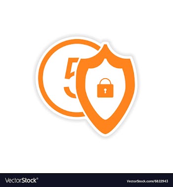 Stylish sticker on paper Coin and Shield vector image