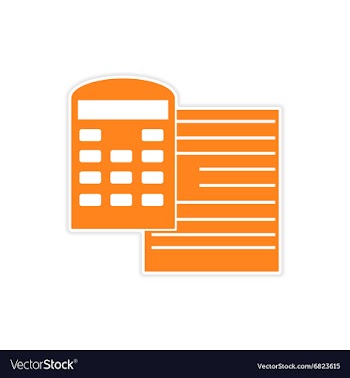 Stylish sticker on paper documents and calculator vector image