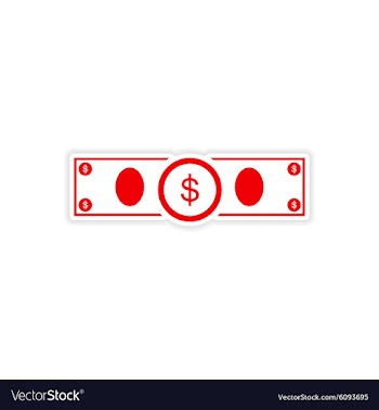 Stylish sticker on paper Dollar on white vector image