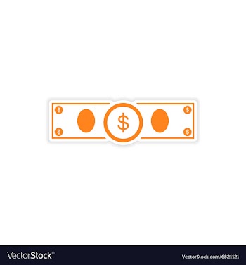 Stylish sticker on paper Dollar on white vector image