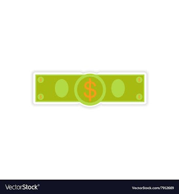 Stylish sticker on paper Dollar on white vector image