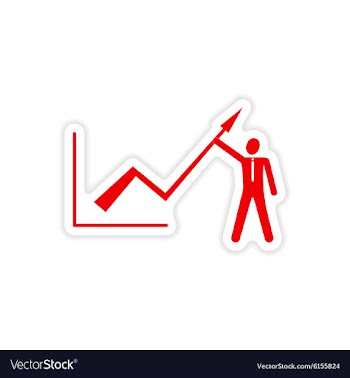 Stylish sticker on paper Economic graph and people vector image