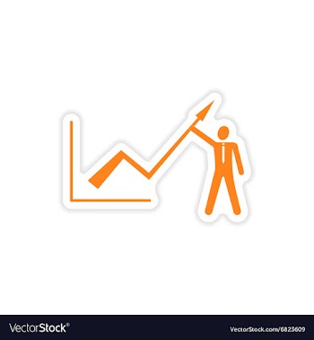 Stylish sticker on paper Economic graph and people vector image