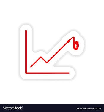 Stylish sticker on paper Economic graph on a white vector image