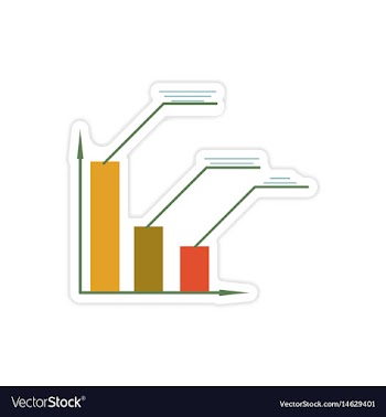 Stylish sticker on paper economic graph on white vector image