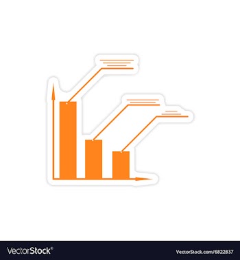 Stylish sticker on paper economic graph on white vector image