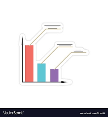 Stylish sticker on paper economic graph on white vector image