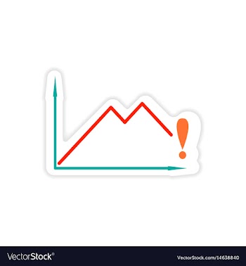 Stylish sticker on paper falling economic schedule vector image