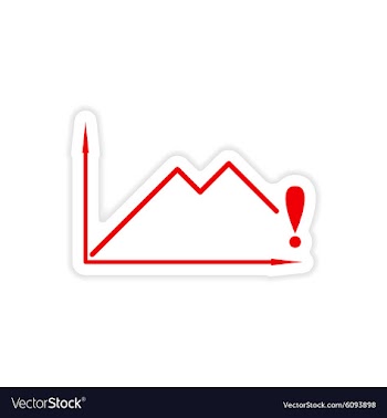 Stylish sticker on paper falling economic schedule vector image