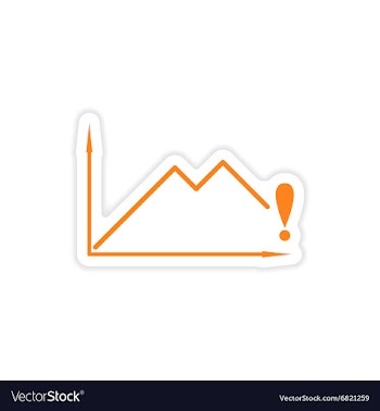 Stylish sticker on paper falling economic schedule vector image