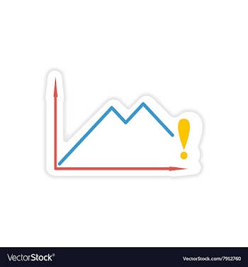 Stylish sticker on paper falling economic schedule vector image