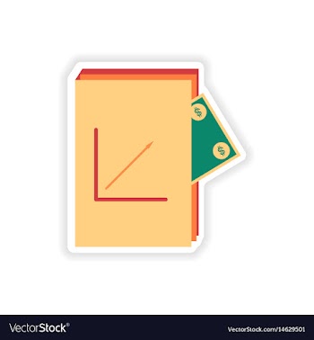 Stylish sticker on paper financial report and vector image