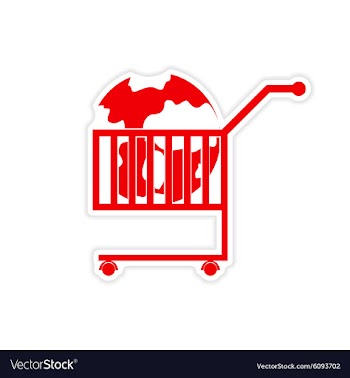 Stylish sticker on paper globe in trolley vector image