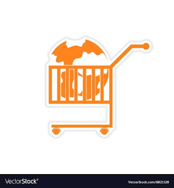 Stylish sticker on paper globe in trolley vector image