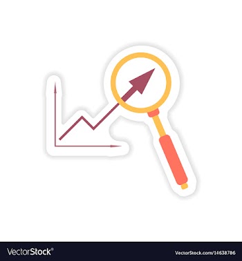 Stylish sticker on paper graph and magnifier vector image