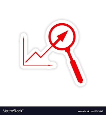 Stylish sticker on paper graph and magnifier vector image