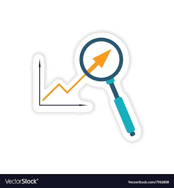 Stylish sticker on paper graph and magnifier vector image