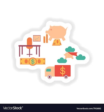 Stylish sticker on paper group of economic icons vector image