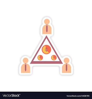 Stylish sticker on paper group of people and coins vector image