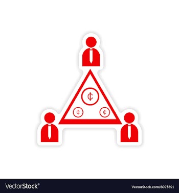 Stylish sticker on paper group of people and coins vector image