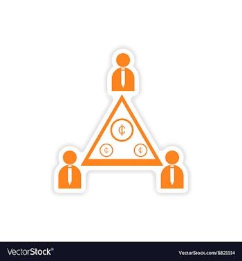 Stylish sticker on paper group of people and coins vector image