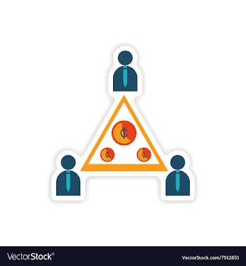 Stylish sticker on paper group of people and coins vector image