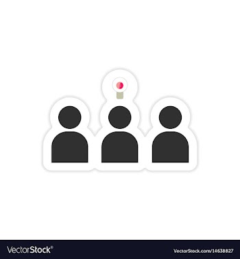 Stylish sticker on paper group people and light vector image