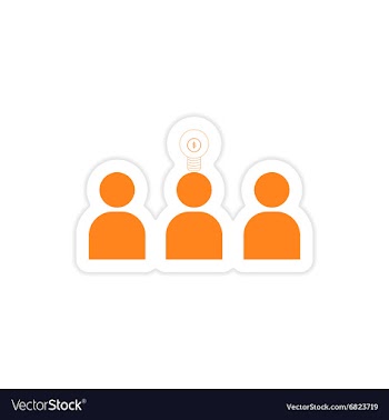 Stylish sticker on paper Group people and light vector image