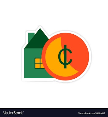 Stylish sticker on paper house and money vector image
