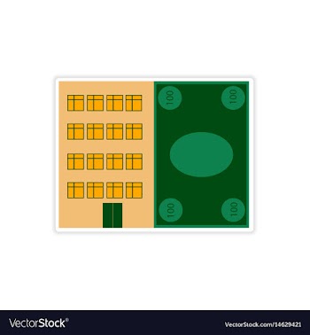 Stylish sticker on paper house and money vector image