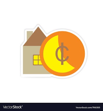 Stylish sticker on paper House and money vector image