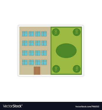 Stylish sticker on paper House and money vector image