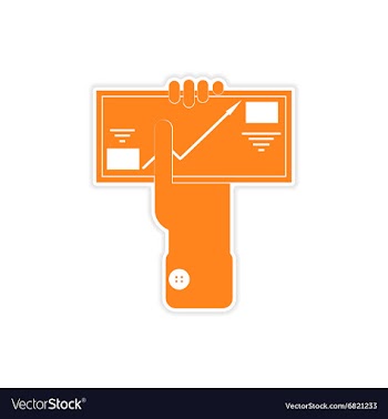 Stylish sticker on paper infographics in hand vector image
