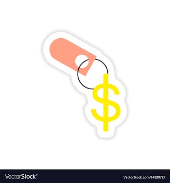 Stylish sticker on paper key and dollar vector image