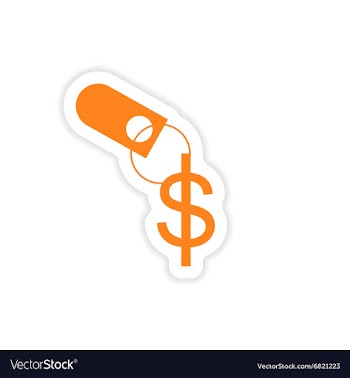 Stylish sticker on paper key and dollar vector image