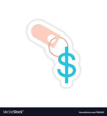 Stylish sticker on paper key and dollar vector image