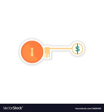 Stylish sticker on paper key lock money vector image