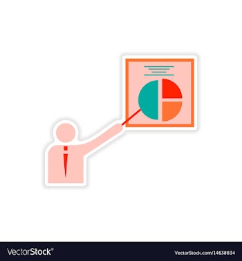 Stylish sticker on paper man and chart vector image