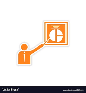 Stylish sticker on paper Man and chart vector image