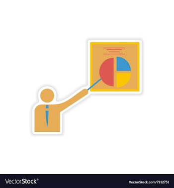 Stylish sticker on paper Man and chart vector image