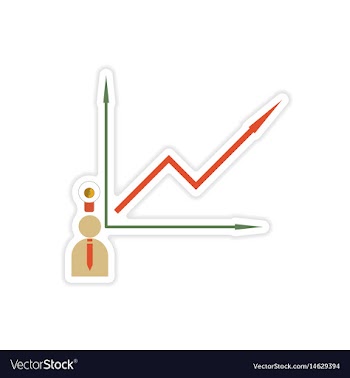 Stylish sticker on paper man and graph vector image