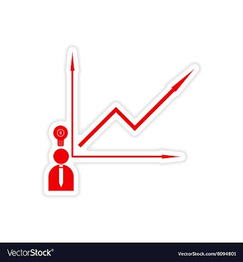 Stylish sticker on paper Man and graph vector image