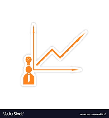 Stylish sticker on paper Man and graph vector image