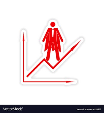 Stylish sticker on paper man economic schedule vector image