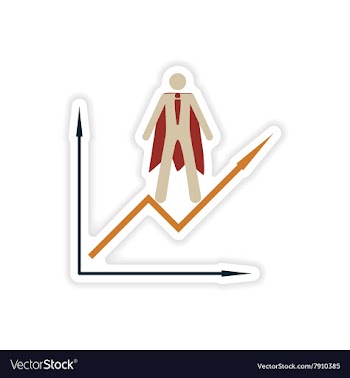 Stylish sticker on paper man economic schedule vector image
