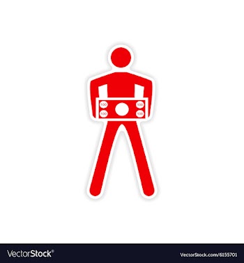 Stylish sticker on paper man holding banknote vector image