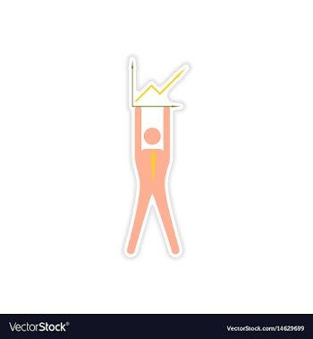 Stylish sticker on paper man holding graph vector image