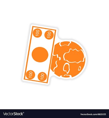 Stylish sticker on paper Money and Earth vector image