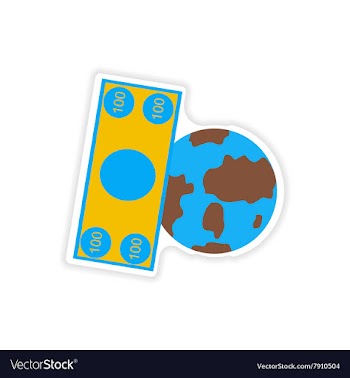 Stylish sticker on paper Money and Earth vector image
